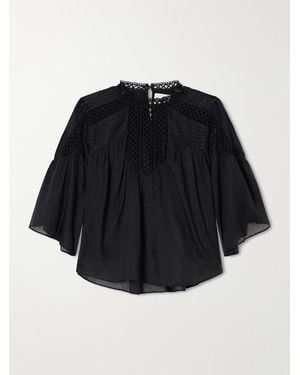 Isabel Marant Parina Lace-Trimmed Woven Blouse - Blue