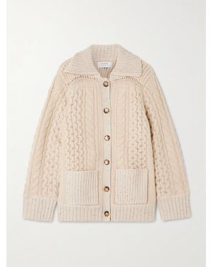 La Ligne Nuage Cable-Knit Merino Wool And Cashmere-Blend Cardigan - Natural