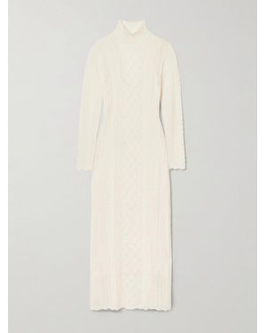 Ulla Johnson Kassia Pointelle-Knit Alpaca-Blend Turtleneck Maxi Dress - White