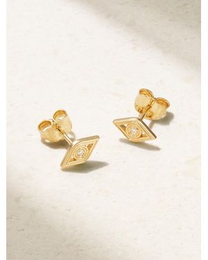 Sydney Evan Fluted Evil Eye Ohrstecker Aus 14 Karat Mit Diamanten - Natur