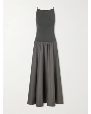 St. Agni Ribbed Jersey And Cotton-Blend Poplin Midi Dress - Grey