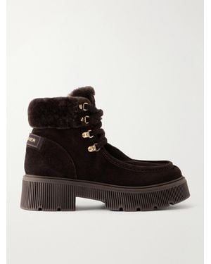 Bogner Turin 10 Suede And Wool-Trimmed Ankle Boots - Black
