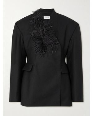 16Arlington Ram Feather-Trimmed Wool-Twill Blazer - Black