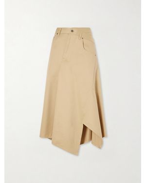 Loewe Asymmetrical Cotton-Gabardine Midi Skirt - White