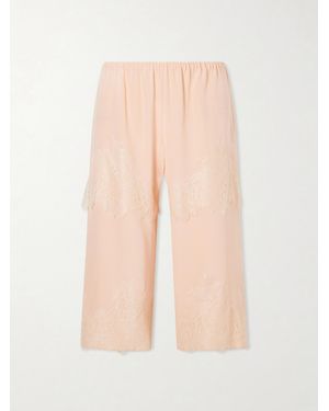 Aflalo Auden Lace-Trimmed Silk-Satin Shorts - White