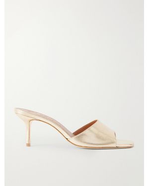 STAUD Bea Metallic-Leather Mules - Natural