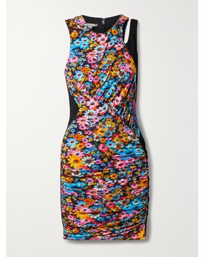 Stella McCartney Net Sustain Melissa Ruched Floral-Print Stretch-Jersey Mini Dress - Black