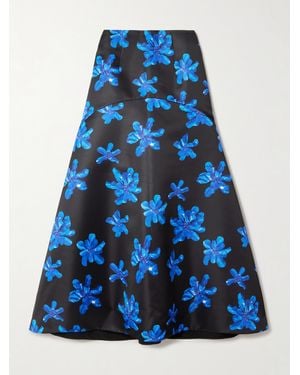 Emilia Wickstead Tamilla Floral-Print Faille Maxi Skirt - Blue