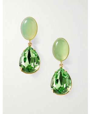 Jennifer Behr Linette-Plated, Chalcedony And Crystal Earrings - Green