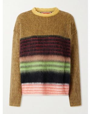 La DoubleJ Brera Pullover Aus Einer Gestreiften Mohairmischung - Grün