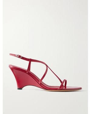 Le Monde Beryl Rio 70 Leather Wedge Sandals - Pink