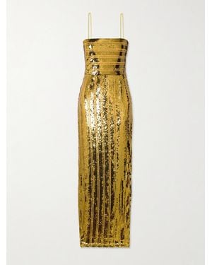 Galvan London Stargaze Striped Sequined Tulle Maxi Dress - Metallic