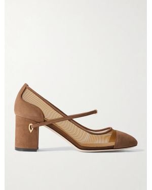 Jennifer Chamandi Paolo 65 Mesh And Suede Pumps - Natural