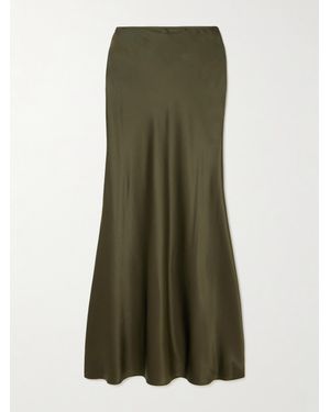 STAUD Odin Silk-Blend Satin Maxi Skirt - Green