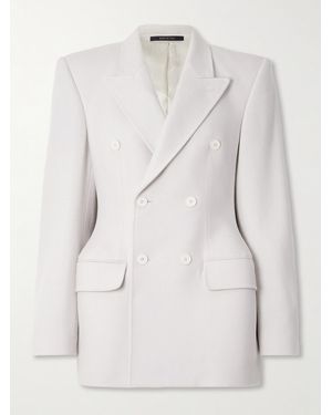 Balenciaga Hourglass Double-Breasted Cashmere Blazer - Natural