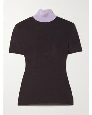 Self-Portrait Color-Block Knitted Top - Black