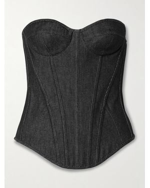 Rosamosario Strapless Denim Bustier Top - Black