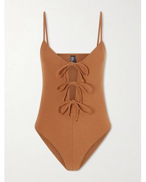 Lisa Marie Fernandez Tie-Front Cutout Swimsuit - Brown