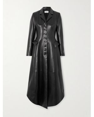 Salon 1884 Rossetto Asymmetric Lace-Up Leather Coat - Black