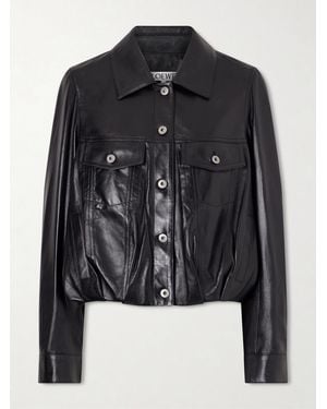 Loewe Gathered Leather Jacket - Black
