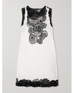 Jil Sander Guipure Lace-Trimmed Organic Cotton-Poplin Mini Dress - White