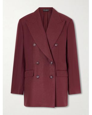 Dolce & Gabbana Double-Breasted Oversized Linen Blazer - Purple
