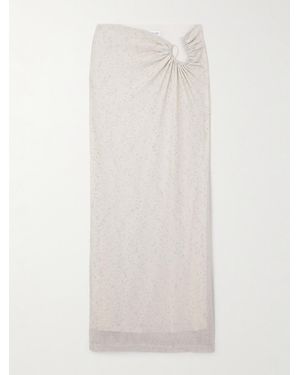 Christopher Esber Imber Gathered Metallic Jersey Maxi Skirt - White