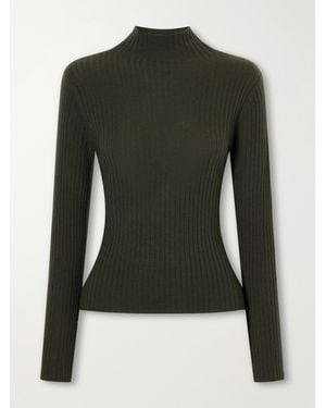 arch4 Ariana Ribbed Organic Cashmere Turtleneck Jumper - Green