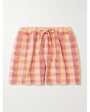 Marrakshi Life Checked Cotton Shorts - Pink