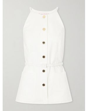 Carolina Herrera Belted Cotton-Blend Blouse - Natural