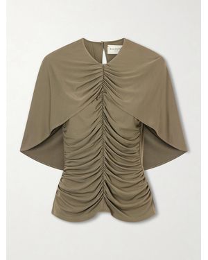 Kallmeyer Emme Cape-Effect Gathered Jersey Top - Natural