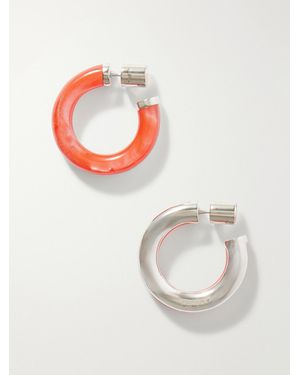 Alaïa Ray Resin And-Tone Hoop Earrings - Red
