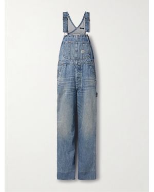 R13 D'Arcy Frayed Denim Overalls - Blue
