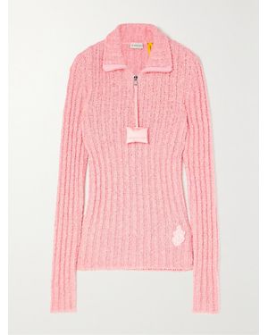 Moncler Genius Jw Anderson Appliquéd Ribbed Cotton-Blend Bouclé Jumper - Pink