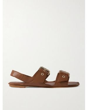Jamie Haller The Double Buckle Leather Sandals - Brown