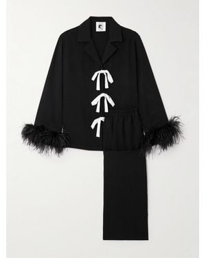 Sleeper Party Pyjama Aus Twill Mit Federn - Schwarz