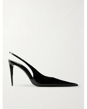 Saint Laurent Guermantes Patent-Leather Slingback Court Shoes - Black