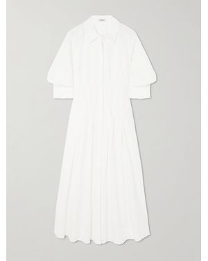 Jonathan Simkhai Jazz Pleated Cotton-Blend Poplin Midi Shirt Dress - White