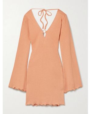 Savannah Morrow Net Sustain Yara Open-Back Silk And Organic Cotton-Blend Mini Dress - Orange