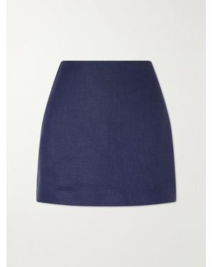 Blazé Milano Nightbreak Linen, Wool And Silk-Blend Mini Skirt - Blue