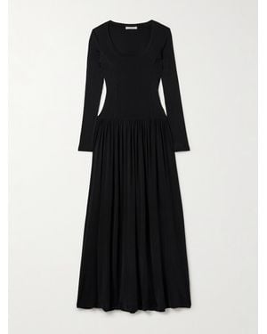Ulla Johnson Amal Gathered Stretch-Jersey Maxi Dress - Black