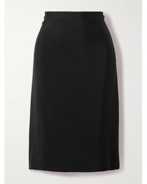 Marni Pleated Satin-Twill Skirt - Black