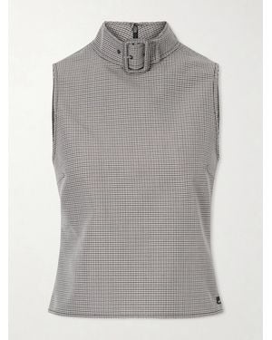 Courreges Buckled Houndstooth Wool-Blend Tank - Grey