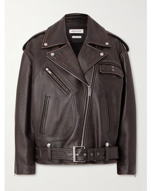McQueen Bikerjacke Aus Leder - Schwarz