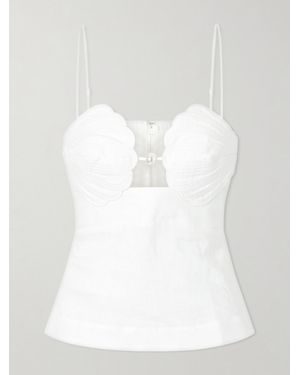 FARM Rio Shell Peplum Linen Blouse - White