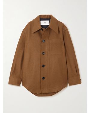 Ami Paris Frayed Wool-Twill Overshirt - Brown
