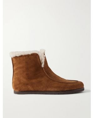 LEGRES 52 Shearling-Trimmed Suede Ankle Boots - Brown