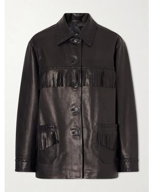 Nili Lotan Gus Fringed Leather Jacket - Black