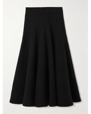 Alaïa Pleated Knitted Cashmere And Wool-Blend Midi Skirt - Black