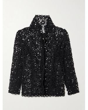 Norma Kamali Cotton-Blend Open-Knit Jacket - Black